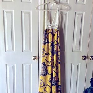 Summer Vacay backless dress with crochet top